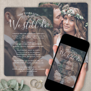 Invitation Réception Anniversaire Photo & Mariage de texte bl