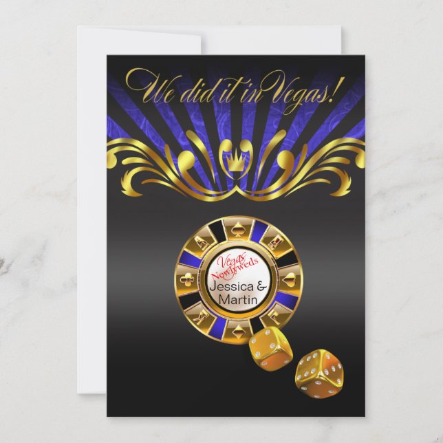 Invitation Réception Art Nouveau Vegas | or bleu (Devant)