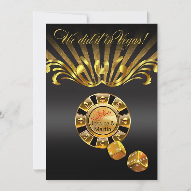 Invitation Réception Art Nouveau Vegas | or noir (Devant)