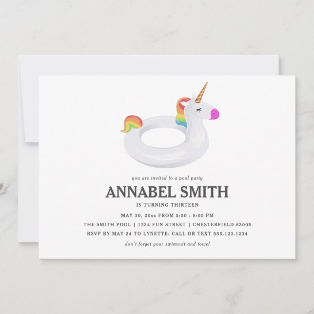 Invitation Réception au bord de la piscine d'anniversaire de (Devant)