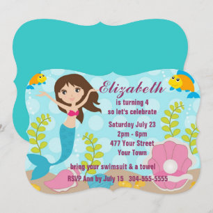 Invitation Réception au bord de la piscine heureuse de sirène
