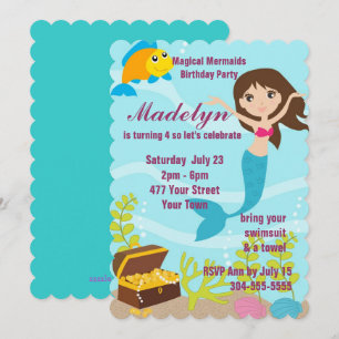 Invitation Réception au bord de la piscine magique de sirènes