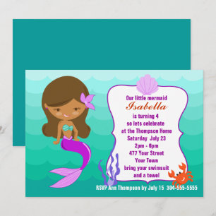 Invitation Réception au bord de la piscine pourpre de sirène