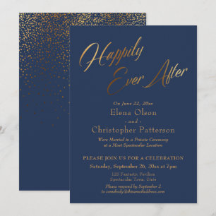 Invitation Réception avec confettis dorés de la Navy pour un