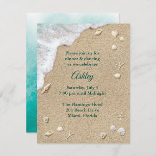 Invitation Réception Bat mitzvah Turquoise Beach Waves
