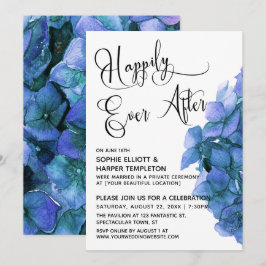 Invitation Réception Blue Hydrangea Happily Ever After