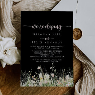 Invitation Réception Boho Fleur sauvage Black Elopement