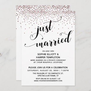 Invitation Réception Confetti Rose De Script Juste Marié