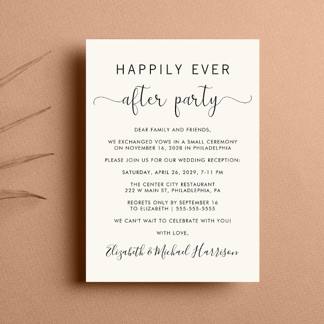 Invitation Réception de fête de mariage heureux pour toujours (From private vows to a grand party - invite family and friends to celebrate your marriage!)
