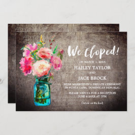 Invitation Réception de fuite avec pot Mason rustique et fleu