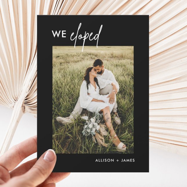 Invitation Réception de fuite Mariage noir Annonce Nous nous  (Créateur téléchargé)