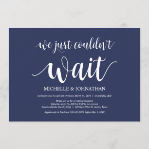 Invitation Réception de l'Elopement Mariage bleu de la marine