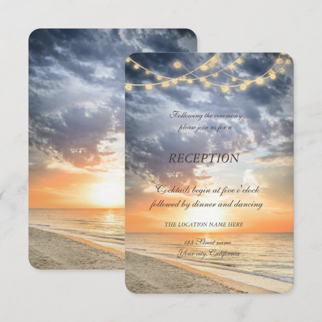 Invitation Réception de Lumières de Chaîne de Lever de Soleil (Devant / Derrière)