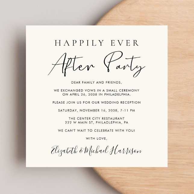 Invitation Réception de mariage à code QR chic Script (A chic Happily Ever After Party Invitation to set the tone for an unforgettable event)