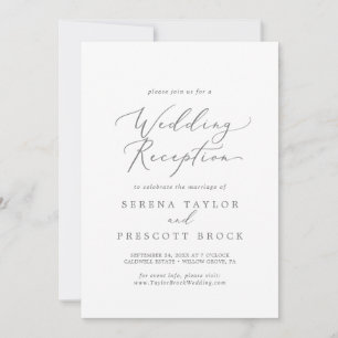 Invitation Réception de mariage à la calligraphie argentée dé
