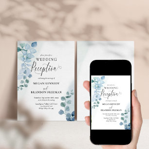 Invitation Réception de mariage à l'aquarelle Eucalyptus pous