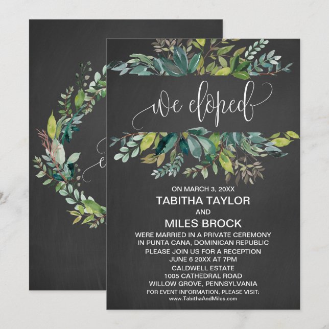 Invitation Réception de mariage après fuite en amoureux avec  (Devant / Derrière)