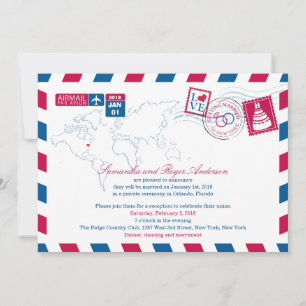 Invitation Réception de mariage après New York par avion