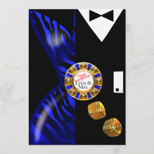 Invitation Réception De Mariage Art Déco Las Vegas cobalt