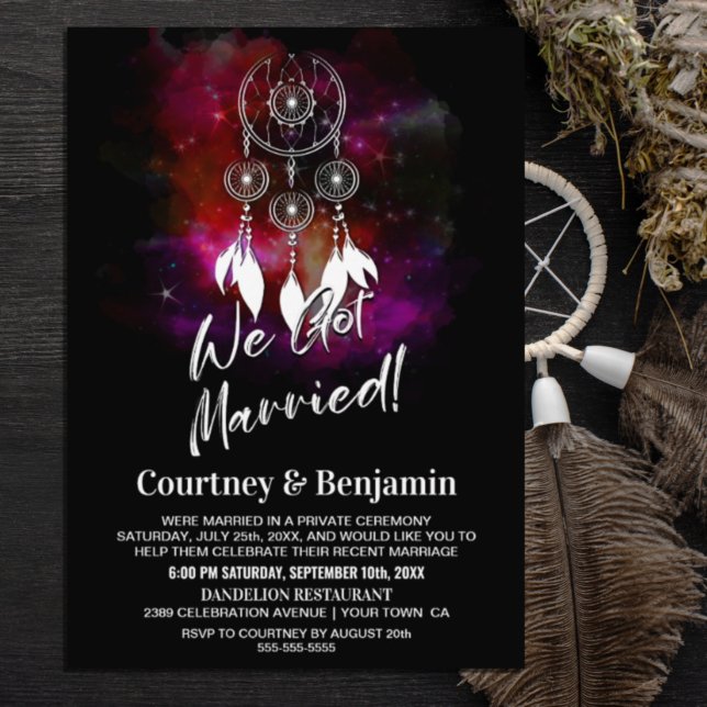 Invitation Réception de mariage attrape-rêves nuit étoilée fê (Créateur téléchargé)