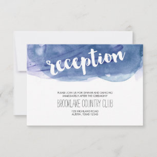 Invitation Réception de mariage au lavis d'aquarelle bleue