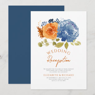 Invitation Réception de mariage automnal floral orange brûlé