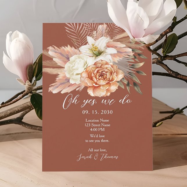 Invitation Réception de mariage automnal floral rustique (Créateur téléchargé)