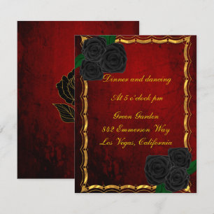 Invitation Réception de mariage aux roses noires gothiques sa