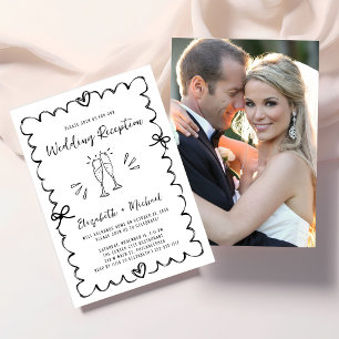 Invitation Réception de mariage avec cadre photo ondulé capri
