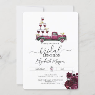 Invitation Réception de mariage avec camion de vin Roses Bour