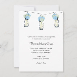 Invitation Réception de mariage avec Hydrangea et pot Mason