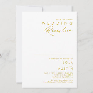 Invitation Réception de mariage avec police dorée minimaliste