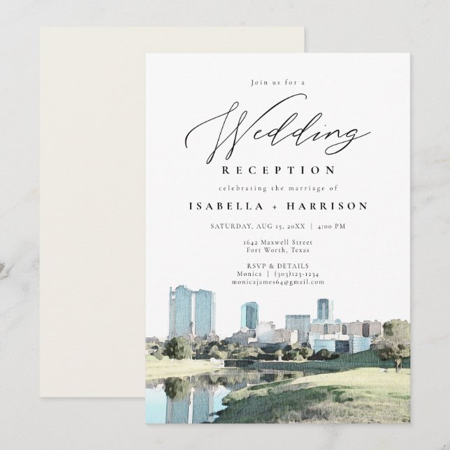 Invitation Réception de mariage avec vue sur la skyline de Fo (Devant / Derrière)