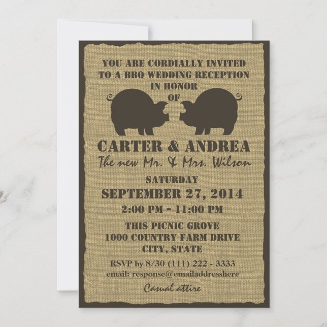 Invitation Réception de mariage barbecue (Devant)