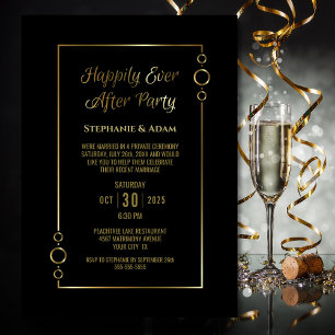 Invitation Réception de mariage Black Gold Happily Ever After
