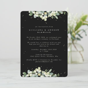 Invitation Réception de mariage Black Snowberry + Eucalyptus