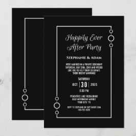 Invitation Réception de mariage Blanc Noir Heureux À jamais