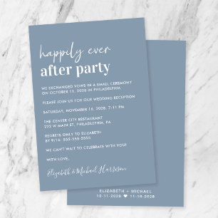 Invitation Réception de mariage bleu Dusty minimal moderne