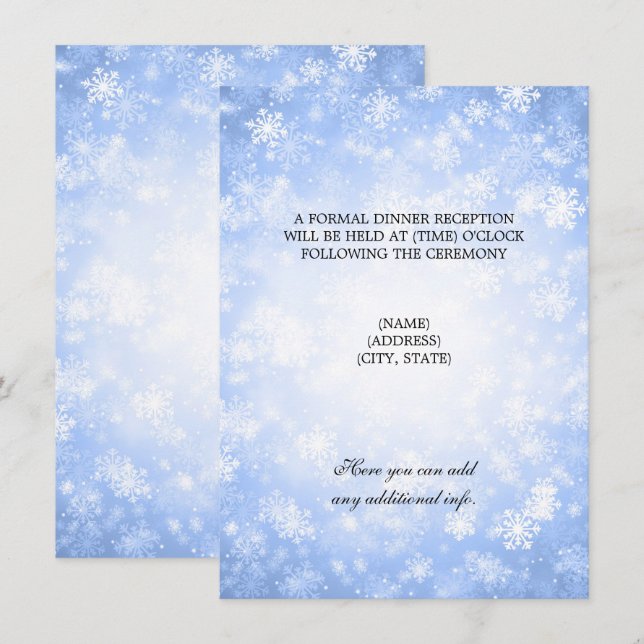 Invitation Réception de mariage Blue Winter Wonderland (Devant / Derrière)