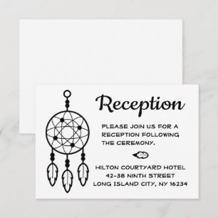 Invitation Réception de mariage Boho Attrape-rêves Noir Blanc