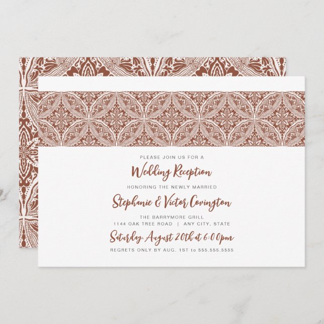 Invitation Réception de mariage Boho Medallion (Devant / Derrière)