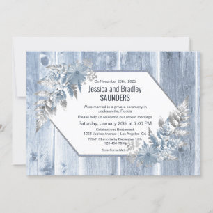 Invitation Réception de mariage botanique rustique Dusty Blue