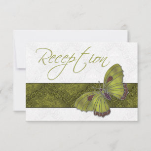 Invitation Réception de mariage Brocart papillon vert