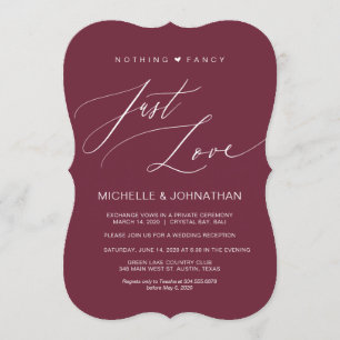 Invitation Réception de mariage burgundy avec écriture modern