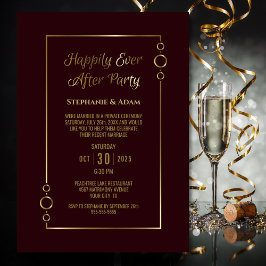 Invitation Réception de mariage Burgundy Gold Happily Ever Af