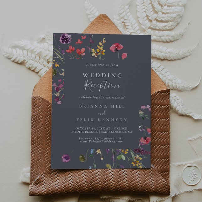 Invitation Réception de mariage classique aux fleurs sauvages (Créateur téléchargé)
