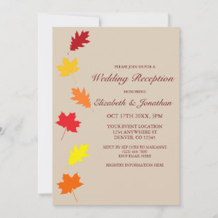 Invitation Réception de mariage de automne