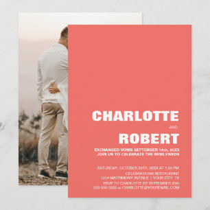 Invitation Réception De Mariage De Corail Minimaliste Moderne