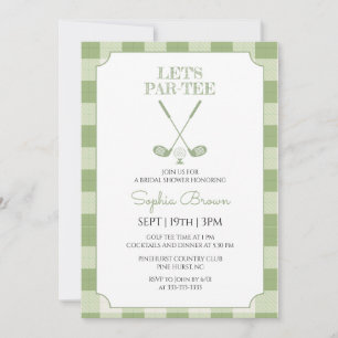Invitation Reception de mariage de golf à carreaux vert sauge