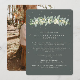 Invitation Réception de mariage de la canneberge verte+Eucaly